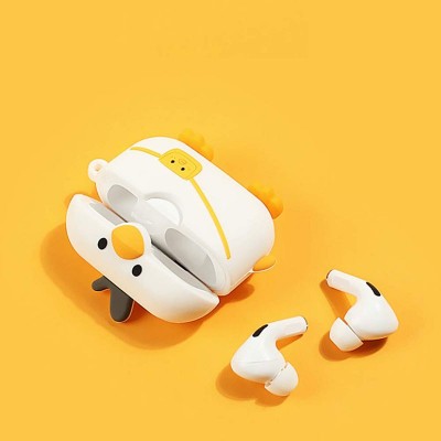 Estuche para Airpods con forma de pato blanco y llavero, regalos promocionales económicos