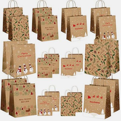 Bolsas de regalo navideñas Bolsas de regalo de papel marrón personalizadas para regalos navideños