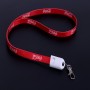 Cordón para el cuello rojo personalizado y cable de carga USB Cable de carga USB con logotipo 2 en 1