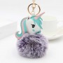 Llavero personalizado de piel sintética de unicornio con pompón y foto personalizada