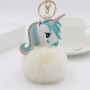 Llavero de piel sintética de unicornio con pompón y foto personalizada