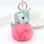 Llavero personalizado de piel sintética de unicornio con pompón y foto personalizada