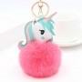 Llavero de piel sintética de unicornio con pompón y foto personalizada