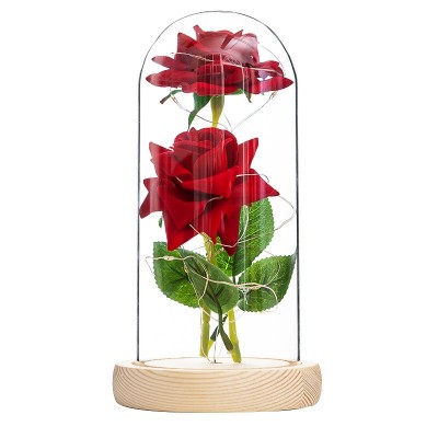 Rosa eterna Galaxy Flower en cúpula de cristal con caja de regalo Regalos para seres queridos