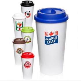 Taza café de plástico con doble aislamiento, regalo promocional