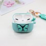 Estuche para Airpods de PVC verde menta con estampado de mariposas, regalos promocionales únicos