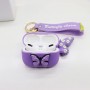 Hermosa funda de goma de PVC con forma de mariposa morada para Airpods Pro con llavero