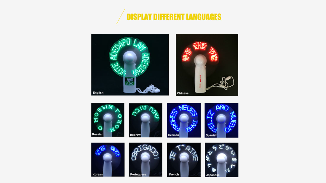 Ventilador plegable de iluminación personalizada al por mayor de precio barato para verano en EE. UU.